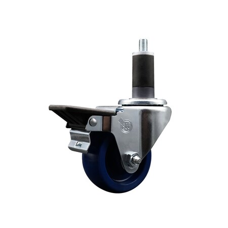 Service Caster 3'' Solid Poly Swivel 1-1/4'' Expanding Stem Caster with Brake SCC-EX20S314-SPUS-PLB-114